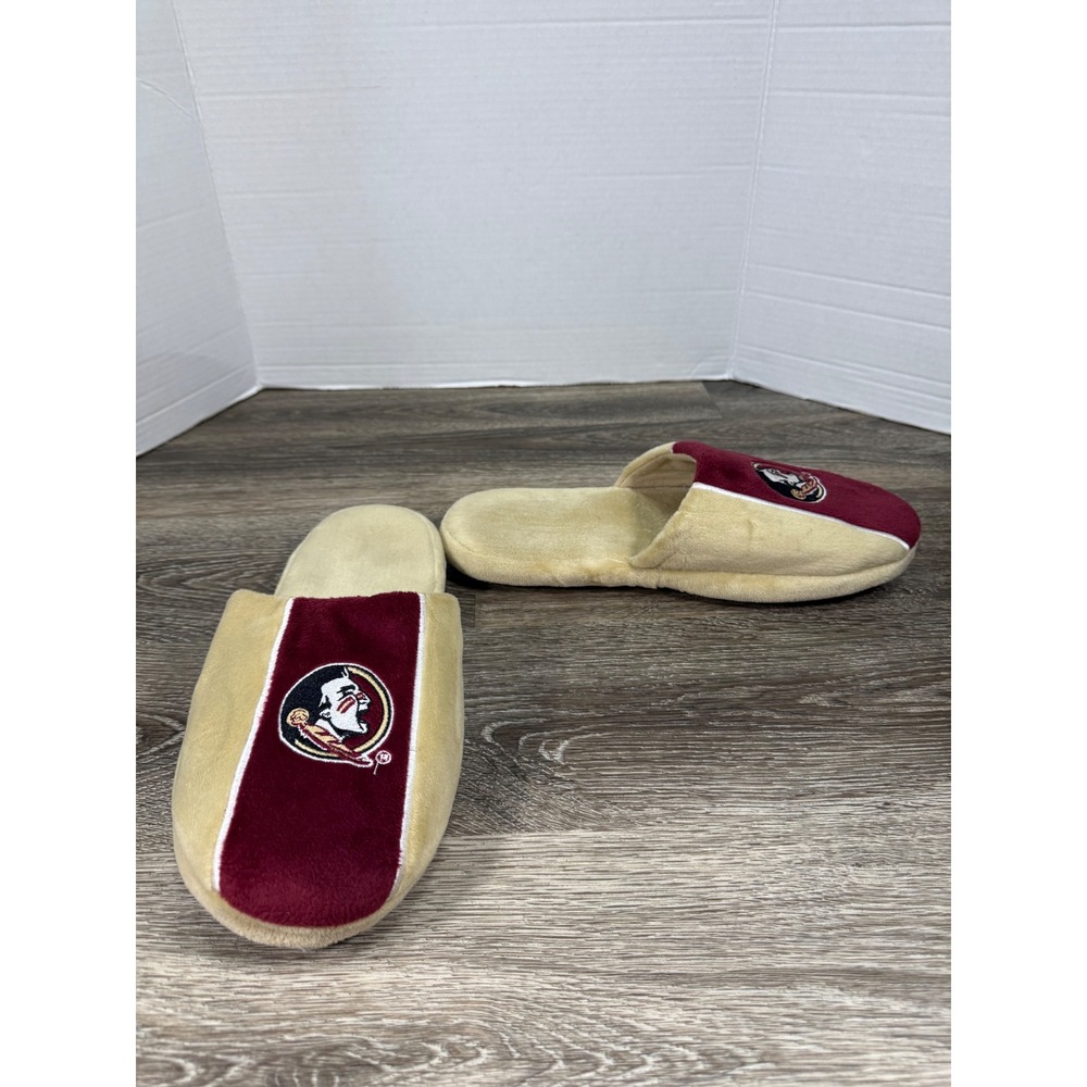 FOCO Florida State‎ Seminoles Mens Large 11-12 Slippers FSU Garnet Gold Tan Logo